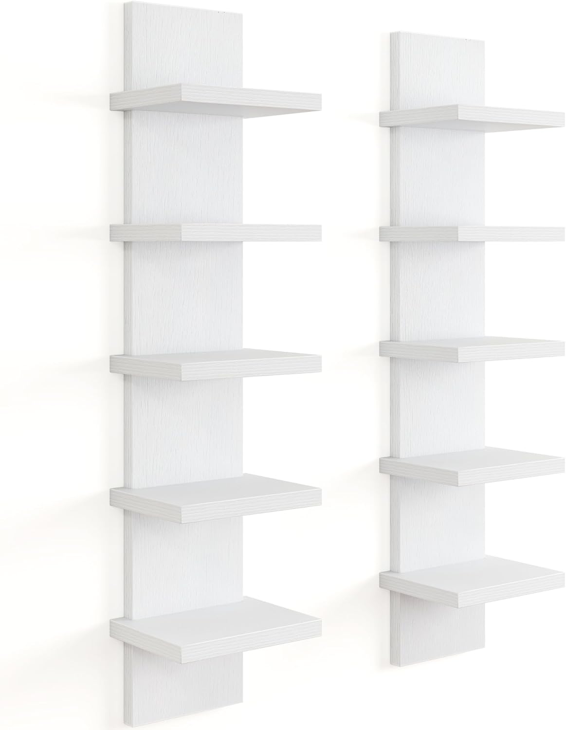 Modern White 2Pack 5 Tier Wall Shelf Unit