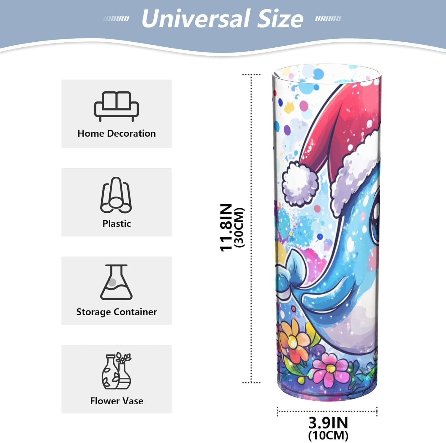 Cute Blue Whale Plastic Vase for Centerpieces