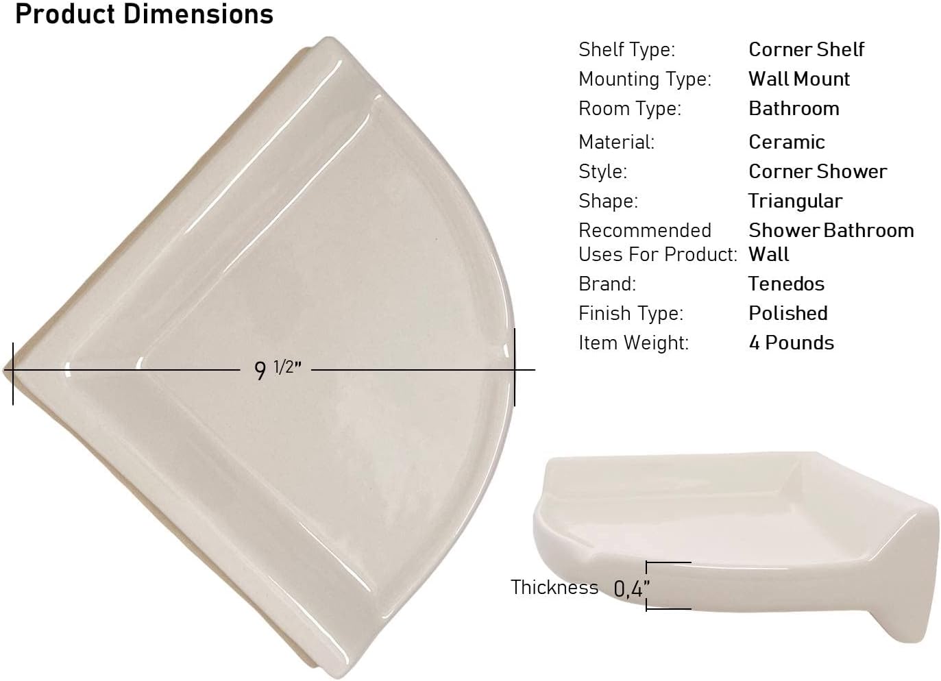 Tenedos Bone Almond Glazed Corner Shelf