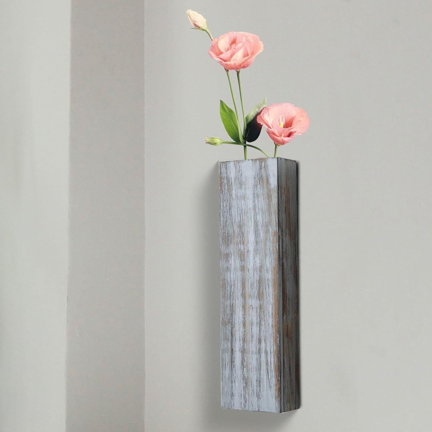 Wood Wall Planter for Indoor Plants and Dried Flowers