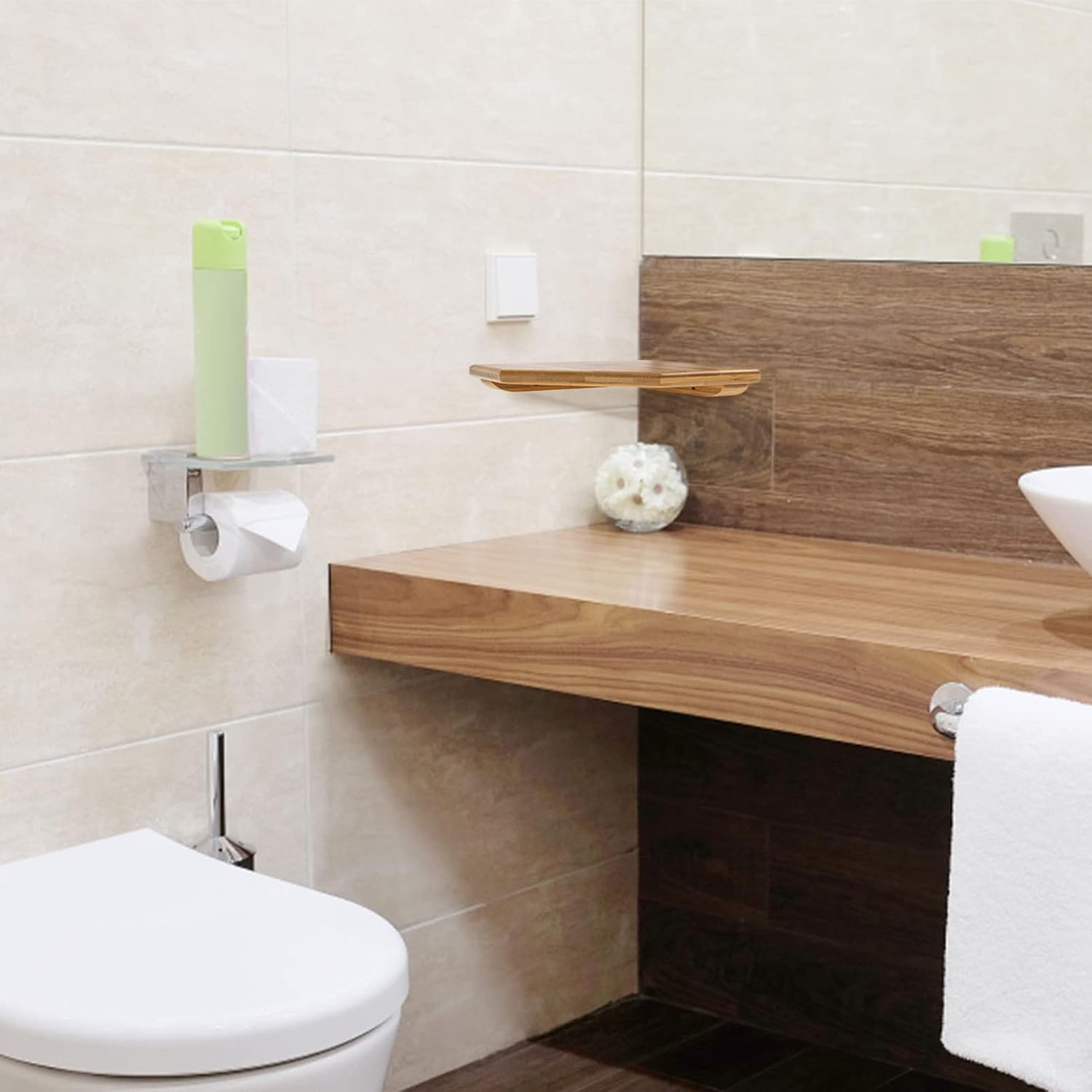 ORFOFE 1set Corner Wall Shelf Bamboo Floating Storage Rack
