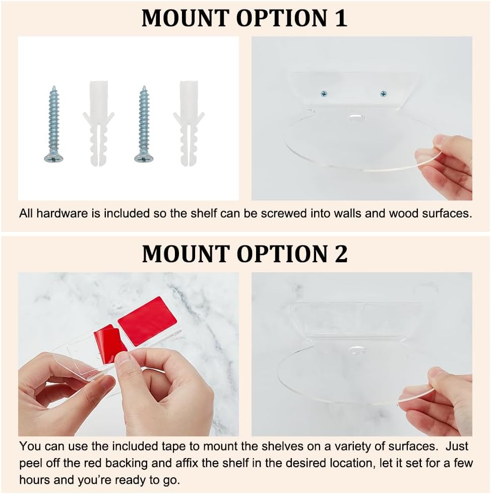 AHANDMAKER 4Pcs Acrylic Floating Shelves Wall Mount Display