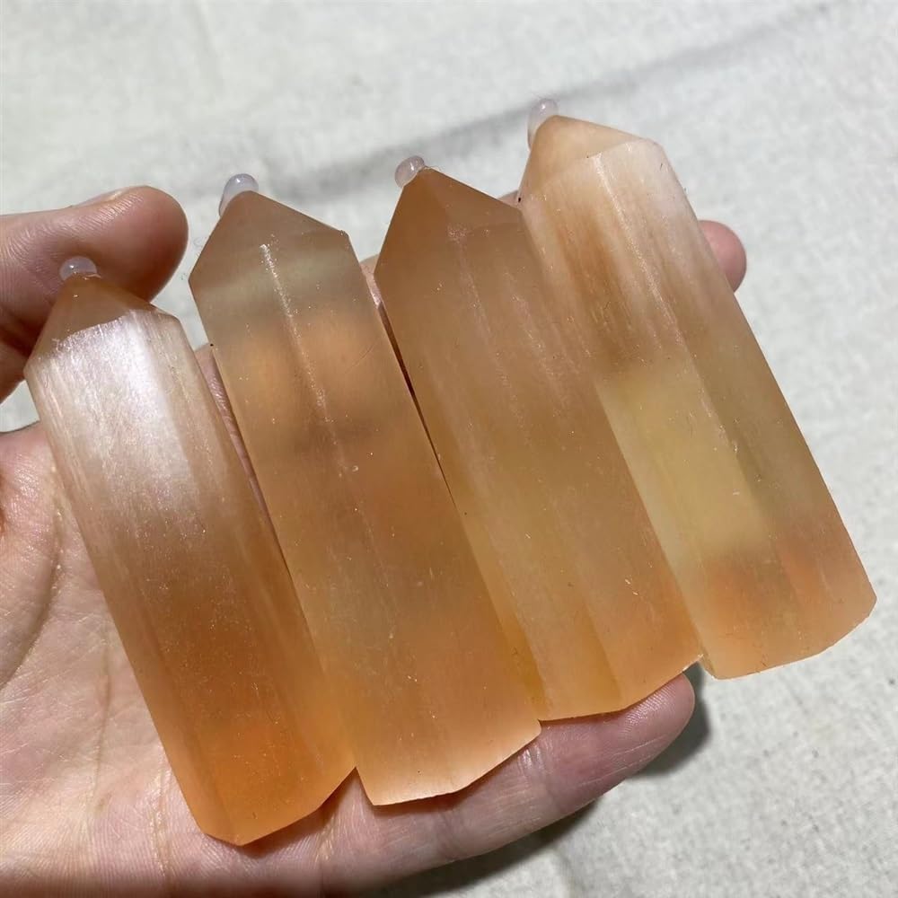 Natural Orange Selenite Crystal Agate Reiki Room Decor