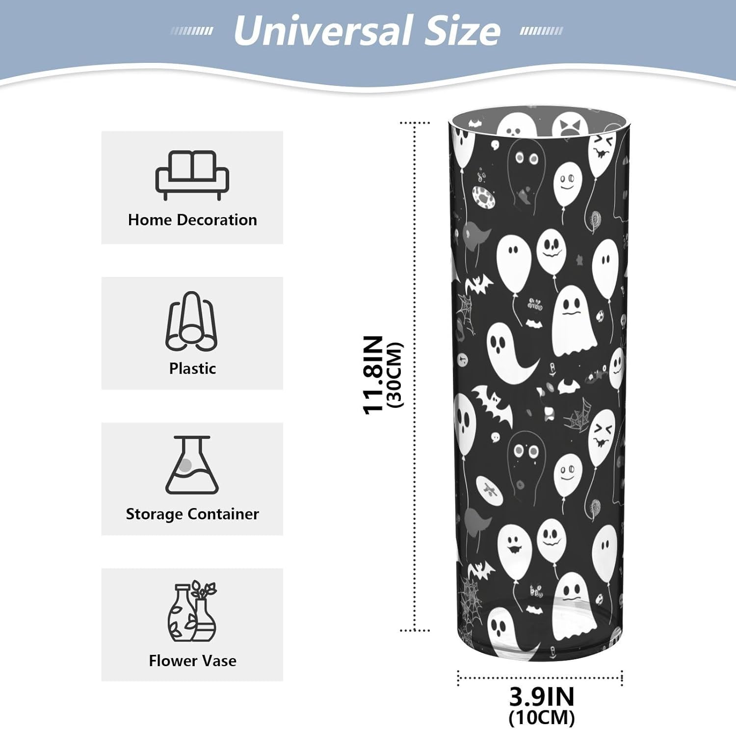 Black and White Cartoon Halloween Balloon Hurricane Vase