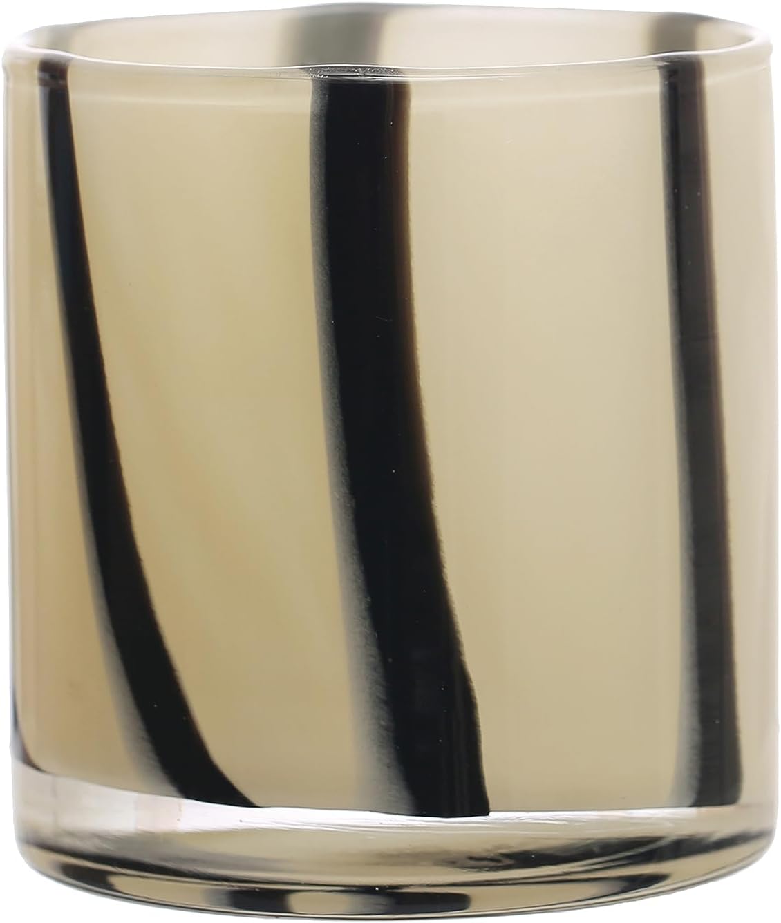 Bloomingville Round Glass Candle Holder with Stripes
