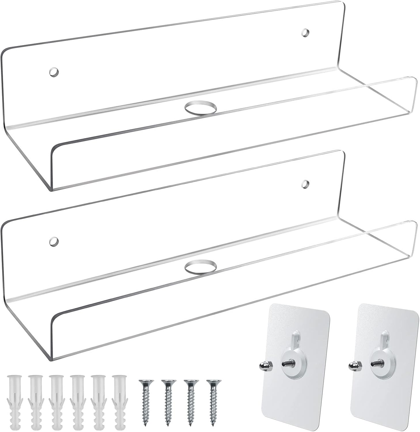 Mocoosy 2 Pack Clear Acrylic Floating Shelf 10 Inches