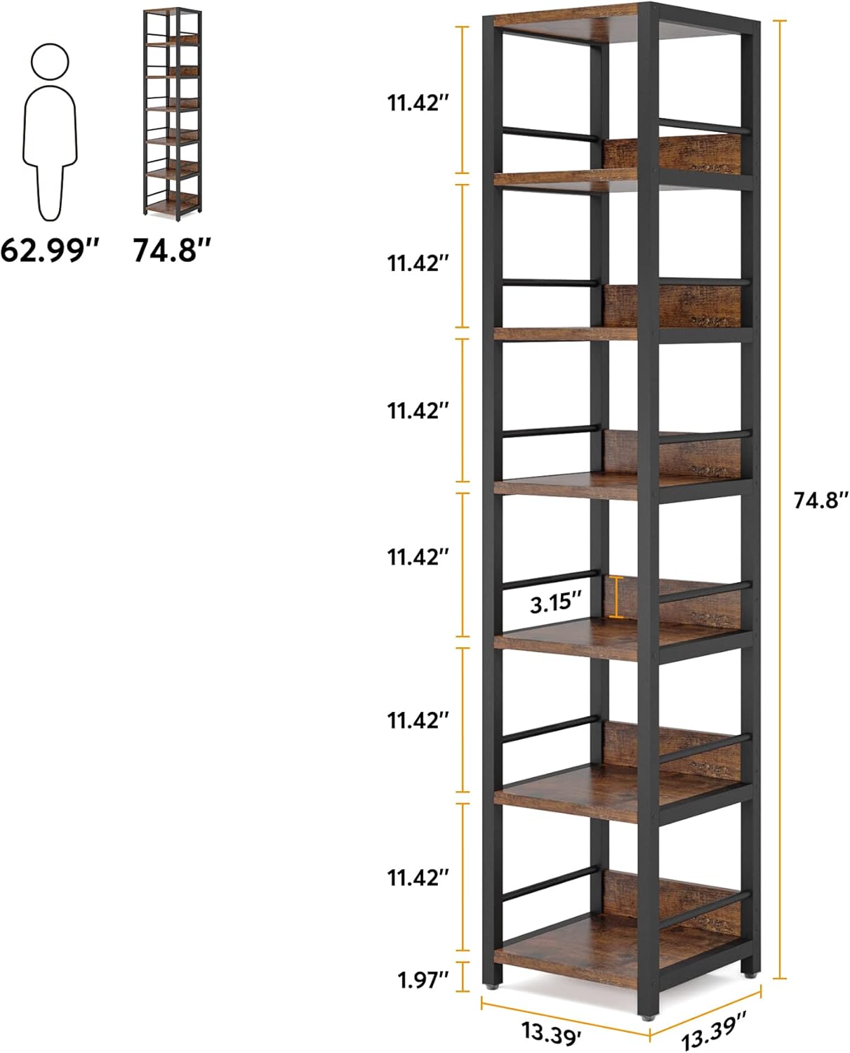 LITTLE TREE 75 Inch Tall Corner Bookshelf