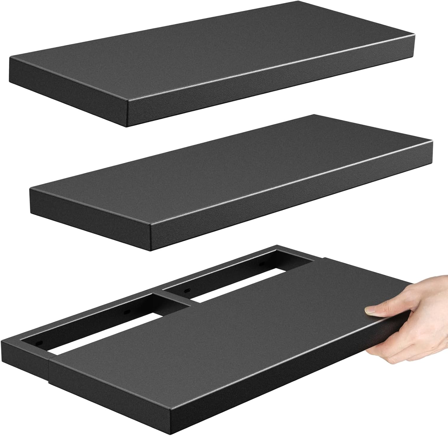 All-Metal Floating Shelves 2 Pack for Bathroom Kitchen