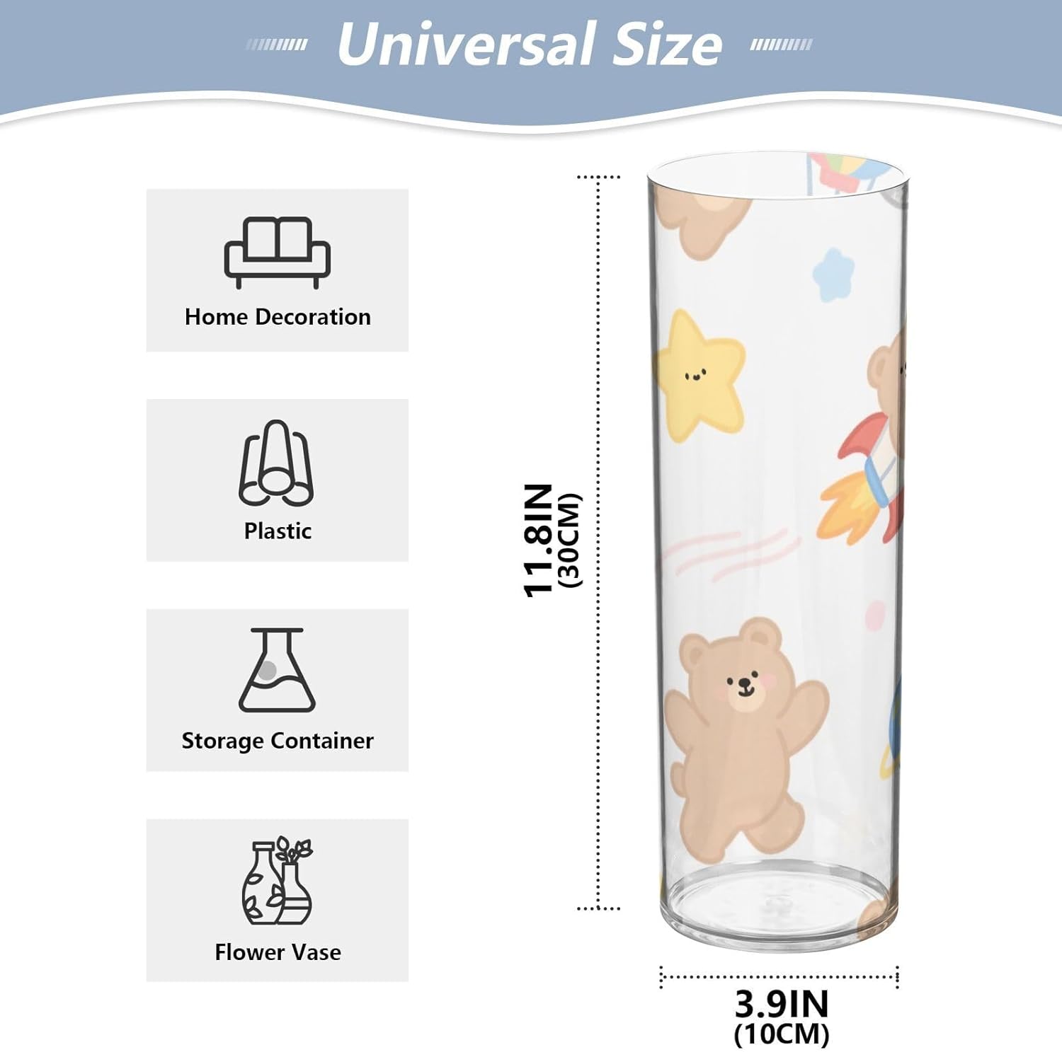 Cartoon Cute Brown Bear Plastic Vase 118x39 Inch
