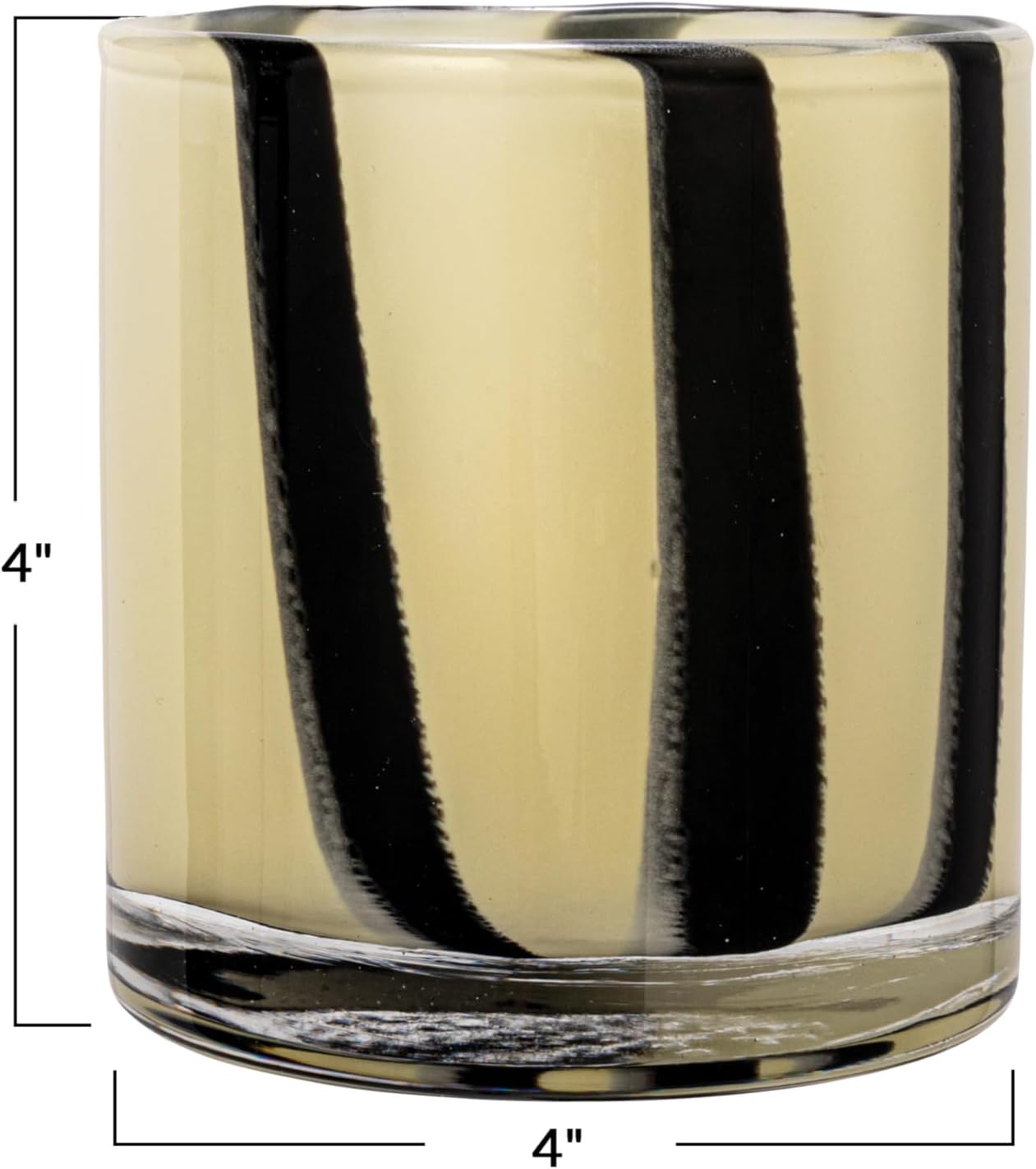 Bloomingville Round Glass Candle Holder with Stripes