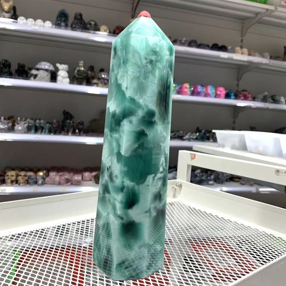 KatLin Natural Ocean Stone Crystal Obelisk Office Decoration Gift