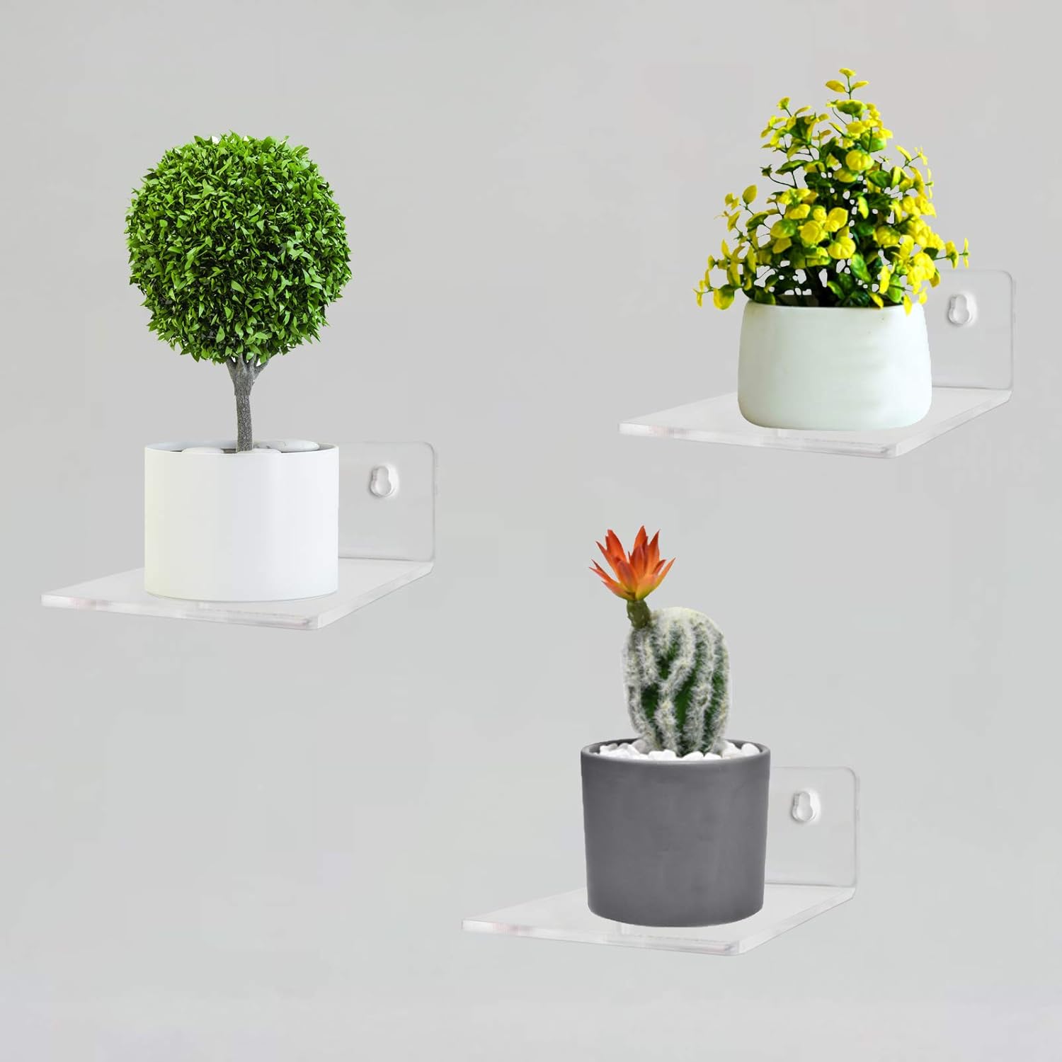 Bigfety Acrylic Floating Shelves 3-Ledges Clear Display Shelf