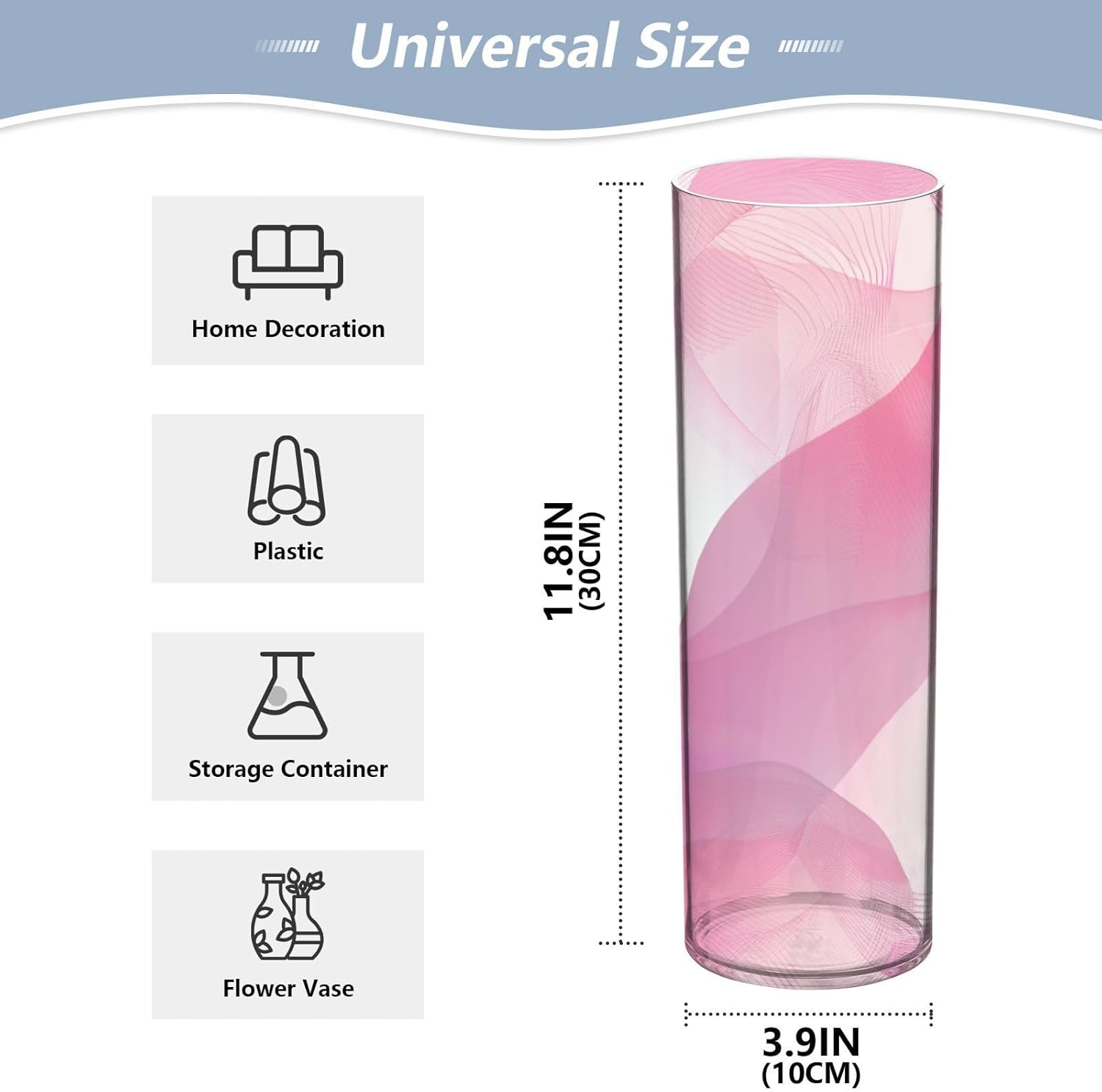 White Peach Gradient Plastic Flower Vase for Home Decor