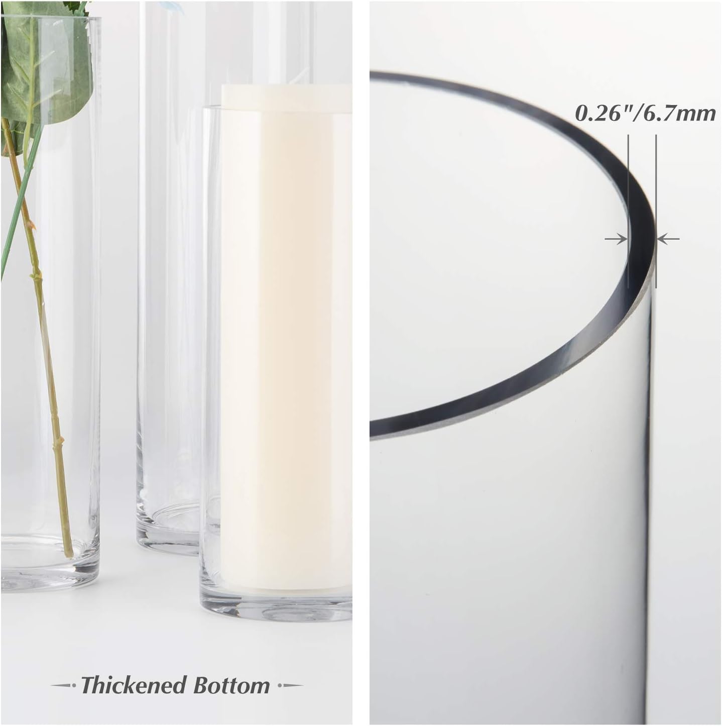 WGVI Tall Glass Cylinder Vase with Floating Candle Holder
