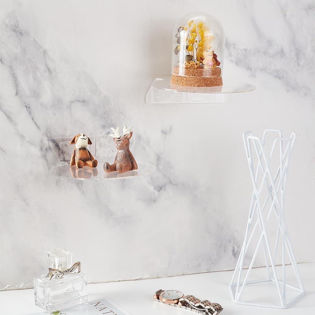 AHANDMAKER 4Pcs Acrylic Floating Shelves Wall Mount Display