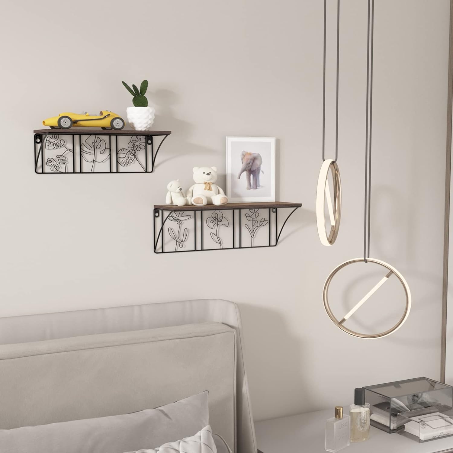 QUTREY Floating Shelves Set of 2 Minimalist Metal Wall Art