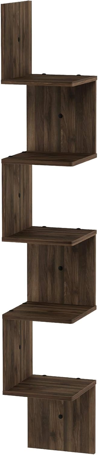 Furinno Rossi 5-Tier Floating Corner Shelf