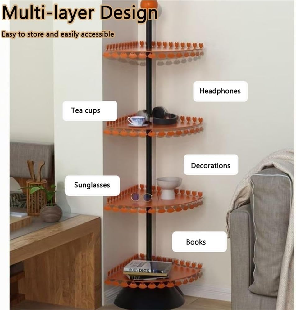 Multi-Layer Corner Shelf with Heart Decorations