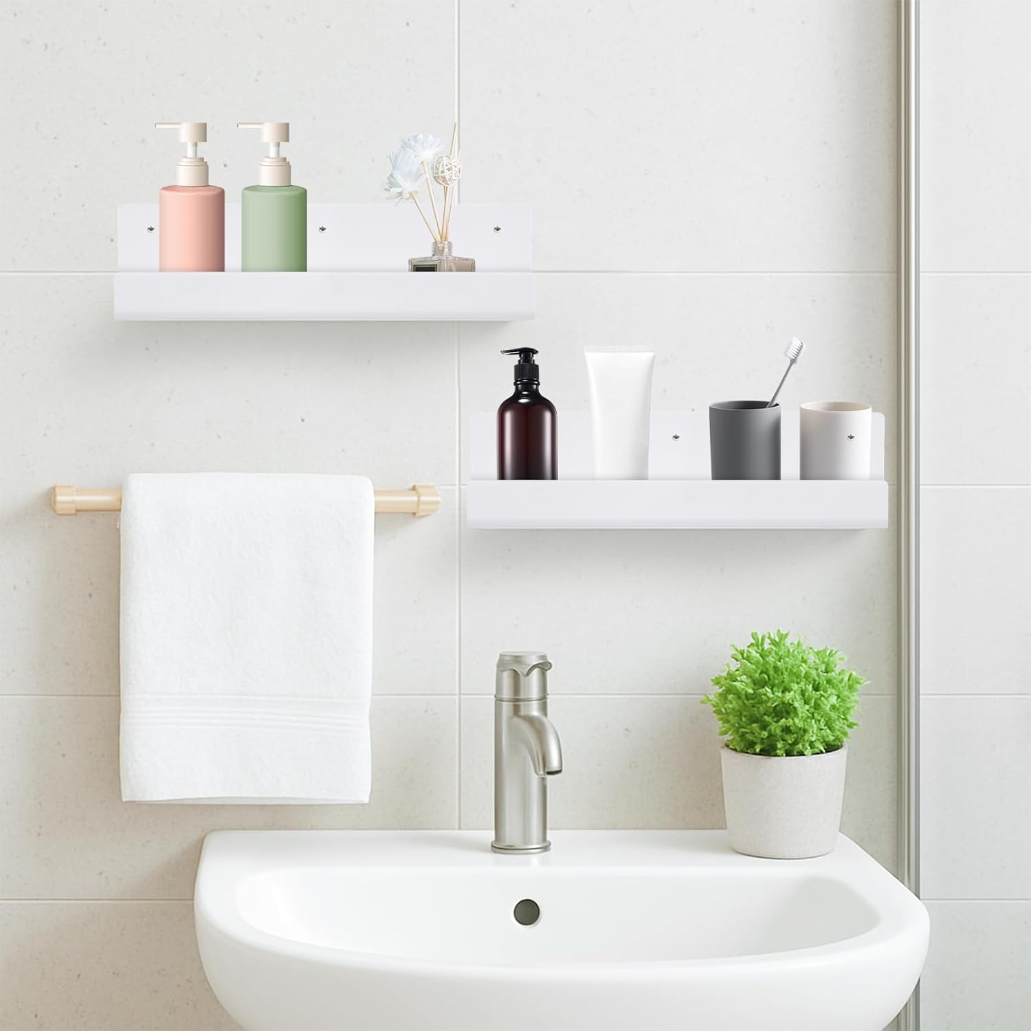 4PCS White Floating Shelves for Wall Decor