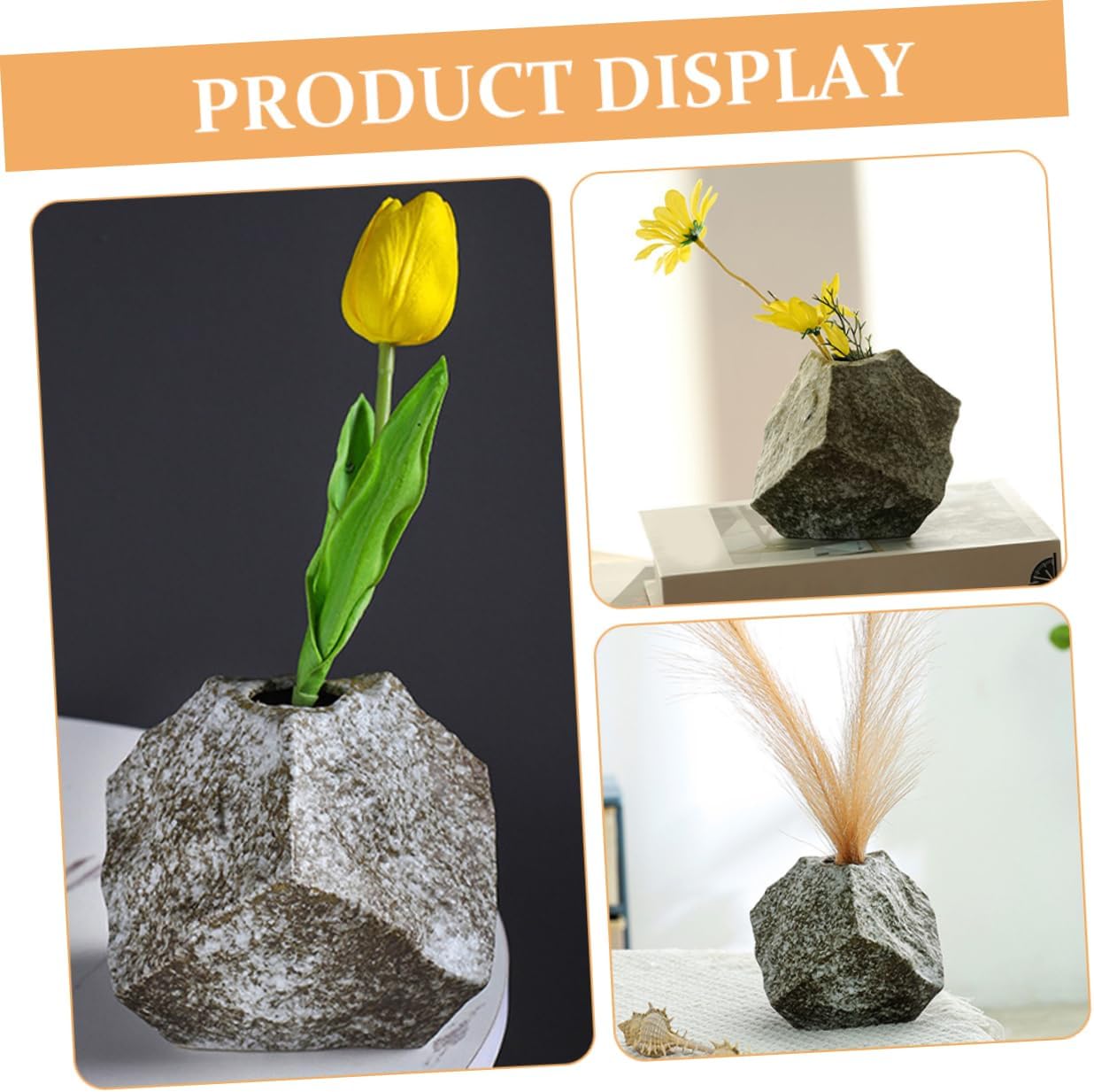 PRETYZOOM Modern Ceramic Vase with Abstract Rock Pattern