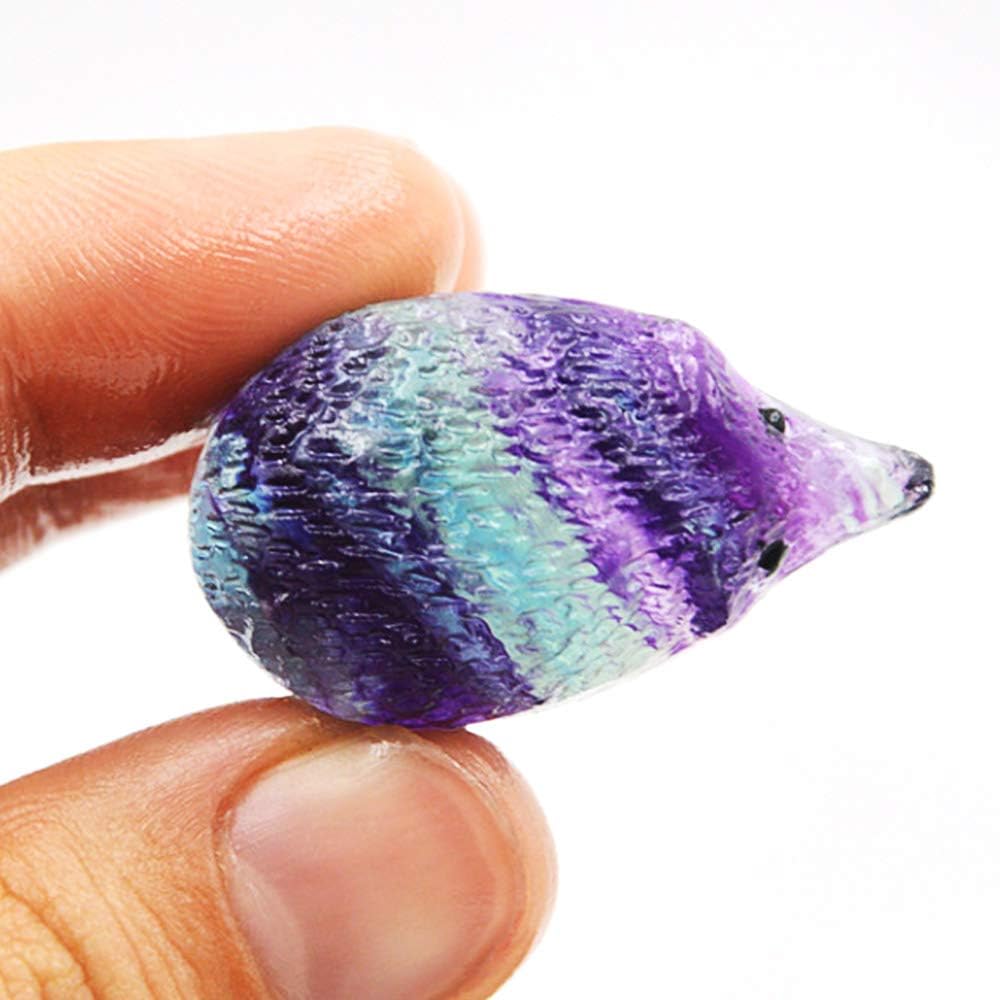 Wixine Natural Quartz Crystal Skull with Rainbow Fluorite Hedgehog Healing Stone