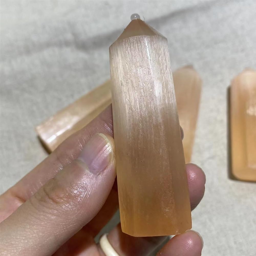 Natural Orange Selenite Crystal Agate Reiki Room Decor