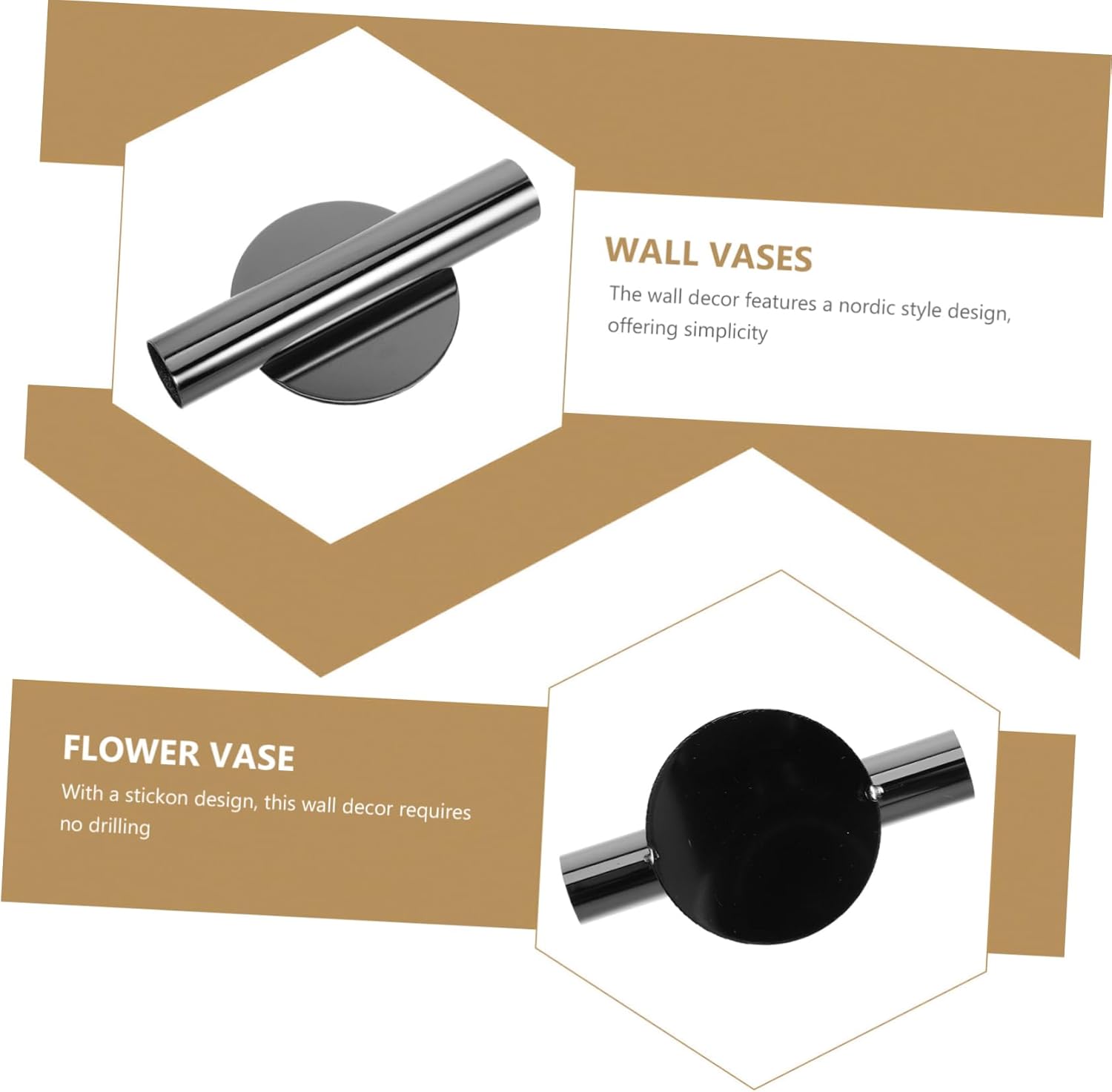 BESTOYARD 2Pcs Wall Mounted Metal Vase for Dried Flowers and Plants