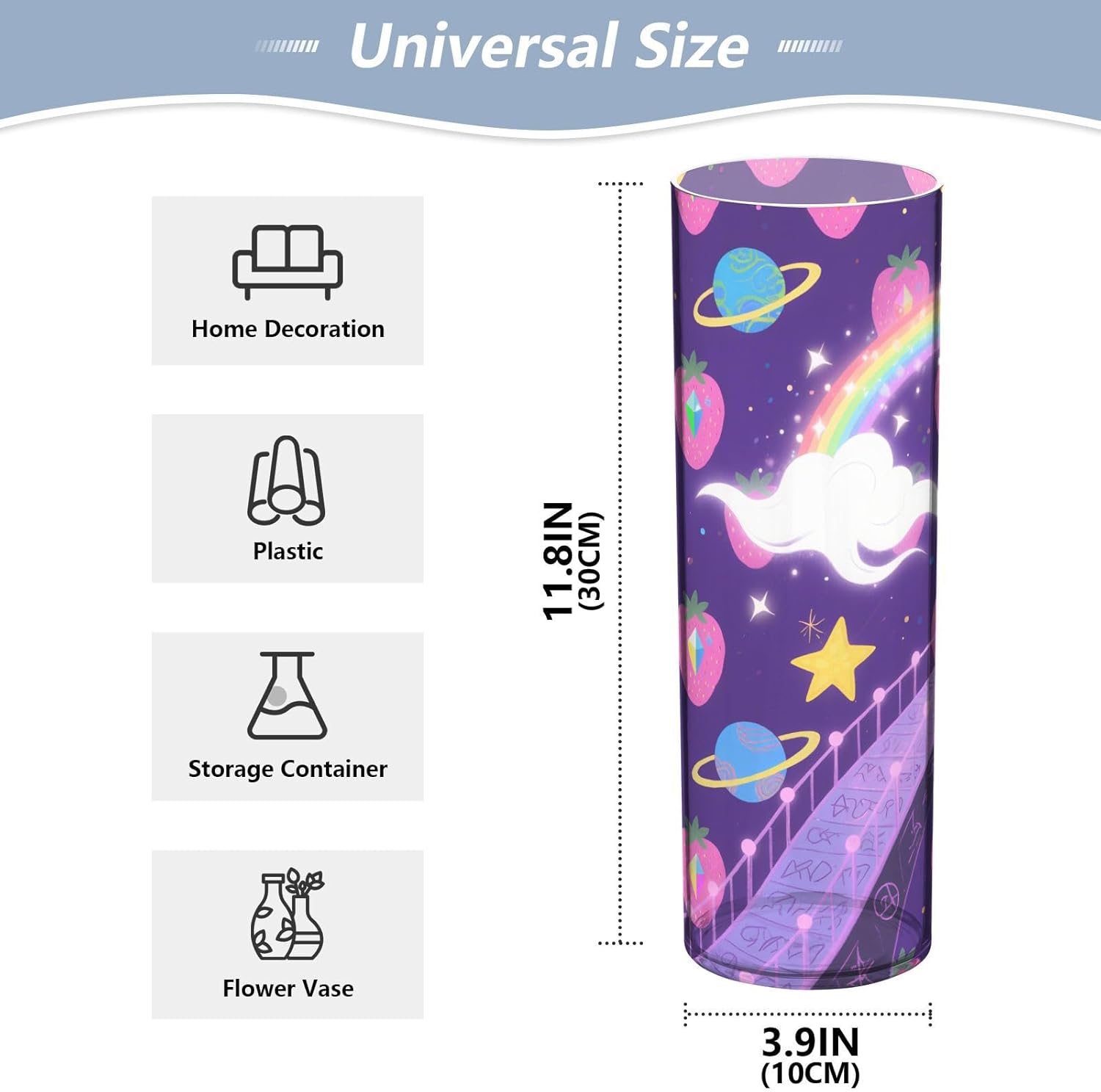 Psychedelic Rainbow Plastic Hurricane Vase 118x39 Inch Decor