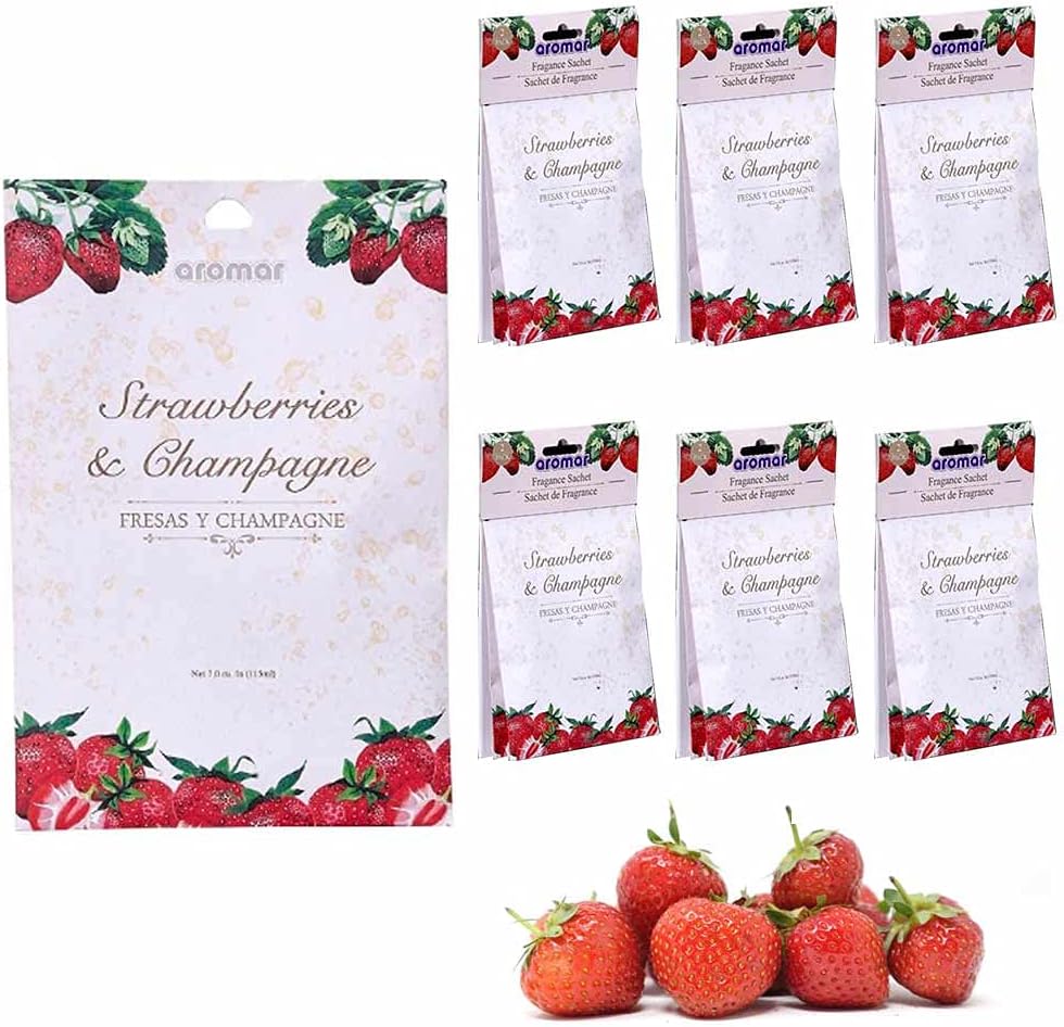 12 Strawberry Champagne Scented Fragrance Sachets Air Freshener Perfume Pouch