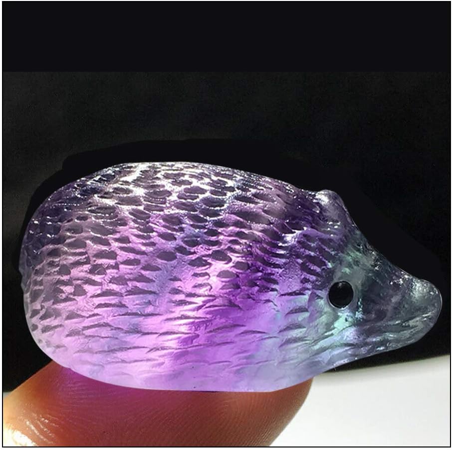 Wixine Natural Quartz Crystal Skull with Rainbow Fluorite Hedgehog Healing Stone