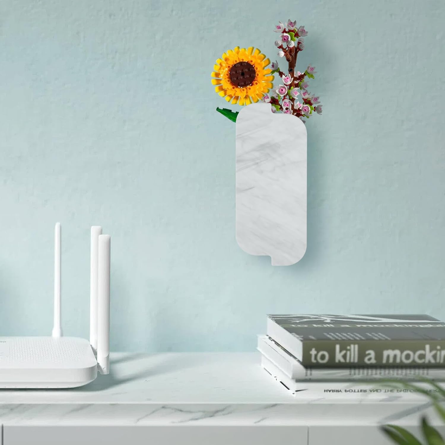 Marble White Wall Planters for Lego Flowers and Dried Florals