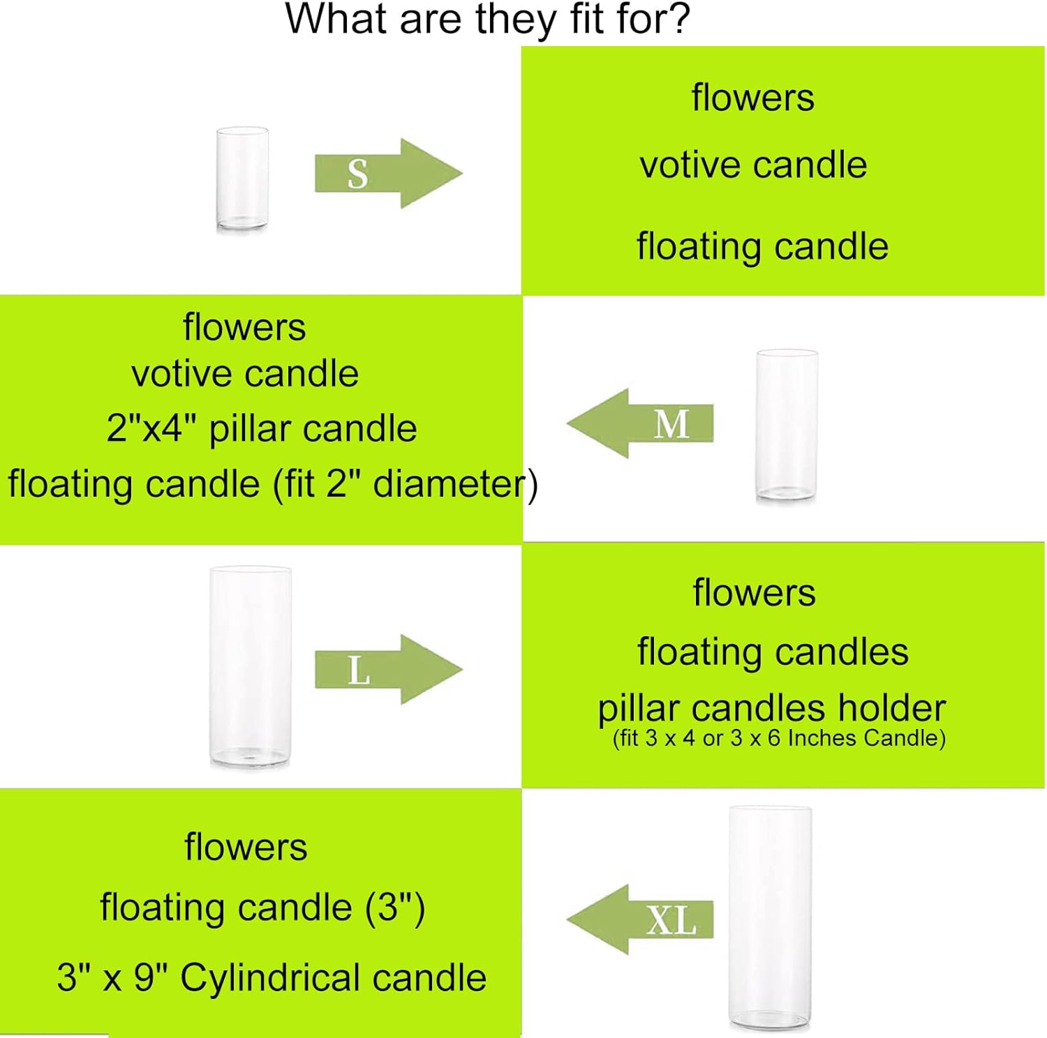 Esmiome Cylinder Vase Set 6Pcs Clear Glass Hurricane Candle Holder for Centerpieces