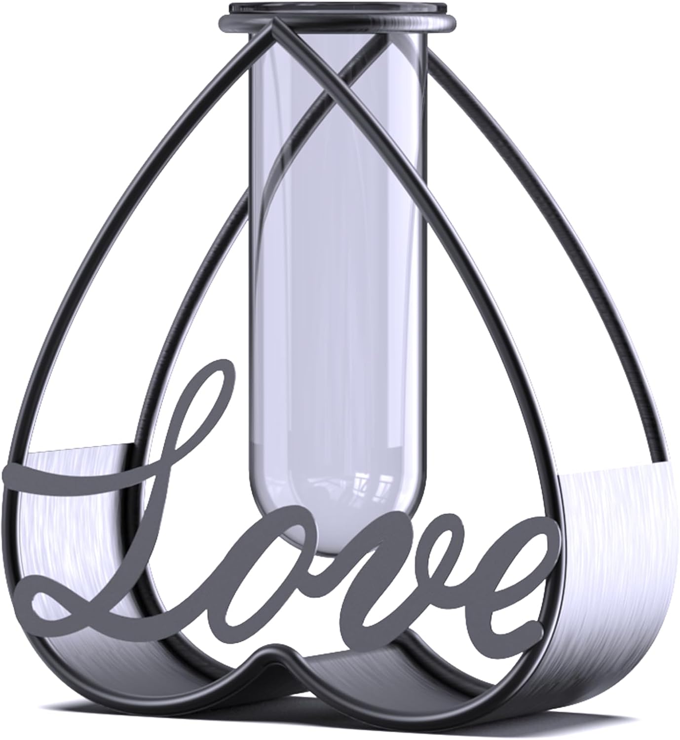 Modern Metal Flower Vase with Clear Glass Frame
