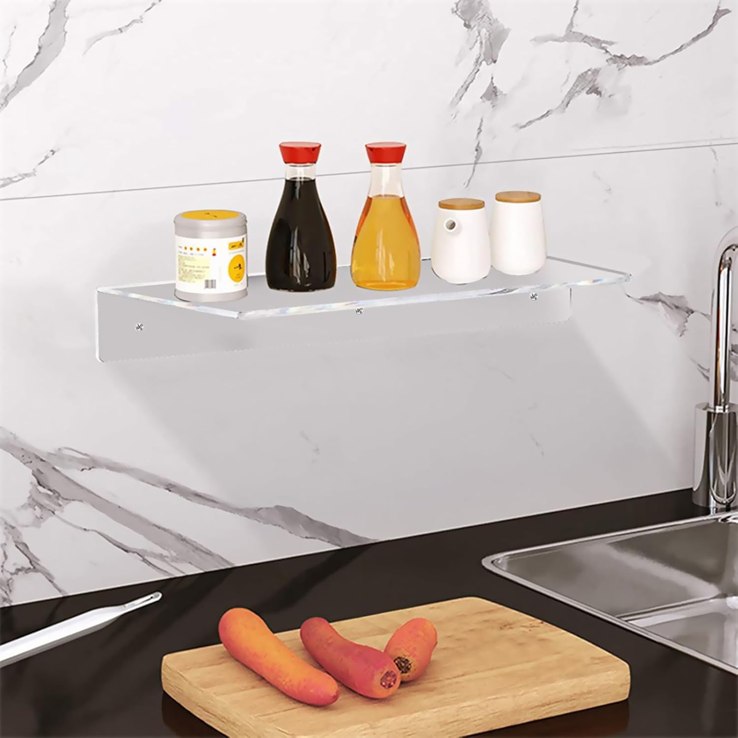 8Pcs Clear Acrylic Floating Shelves Wall Mounted