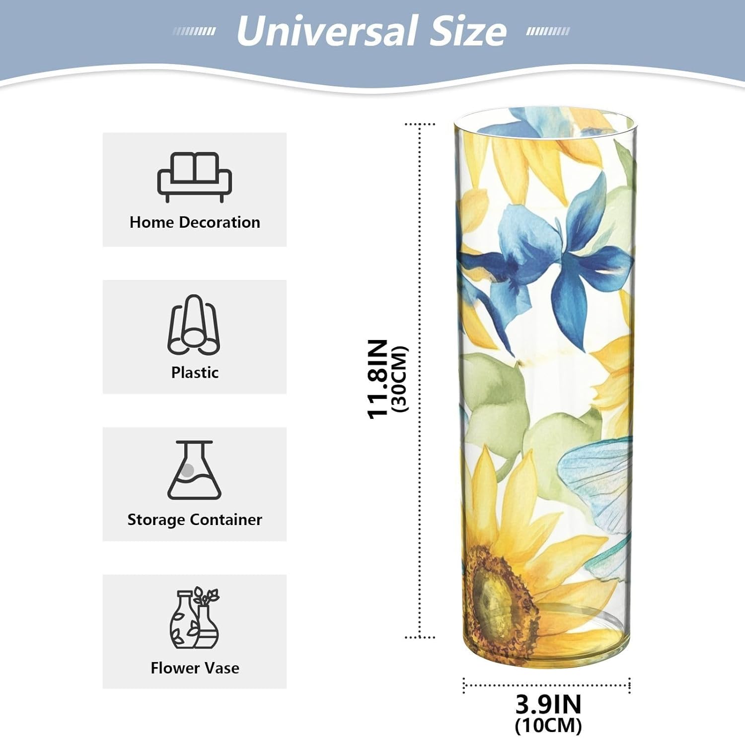 Watercolor Dragonfly Sunflower Floating Candle Holder
