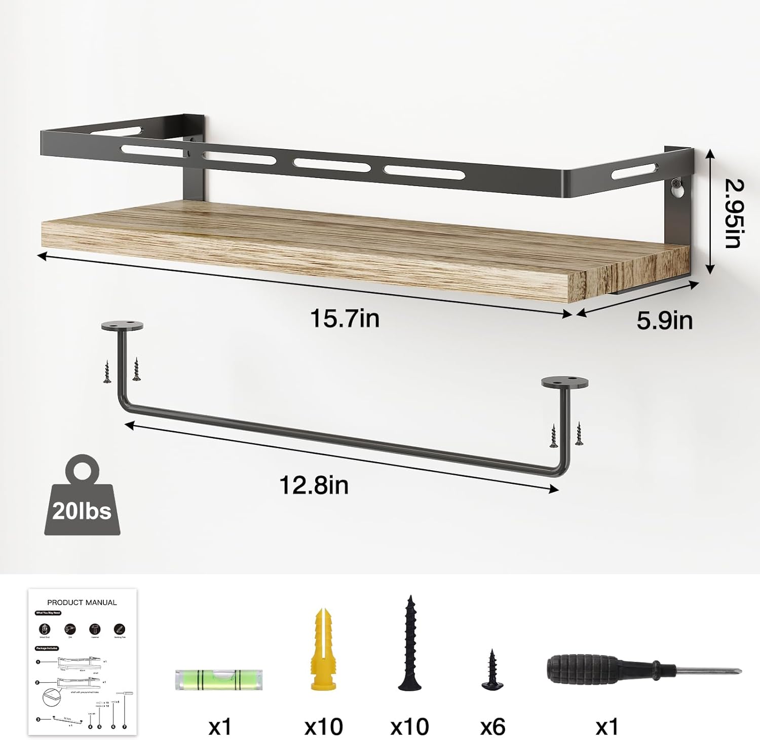 YGEOMER Floating Shelves for Bathroom Organizer Over Toilet