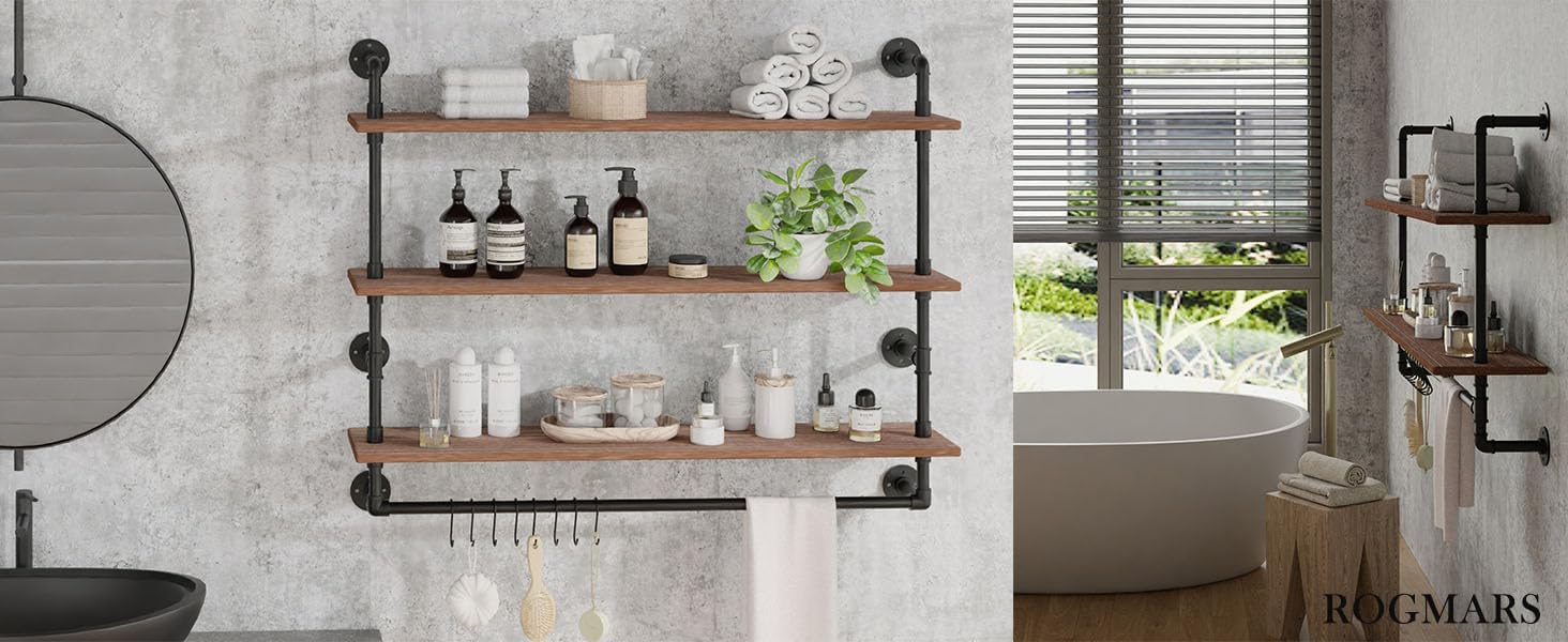 ROGMARS 3 Tier Floating Shelving for Kitchen Living Room