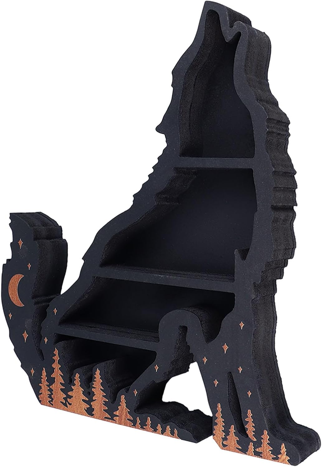 Pssopp Wolf Wooden Crystal Display Shelf