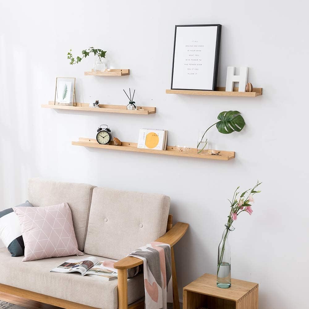 HOMWOO 12 Inch Floating Shelf Walnut Wood
