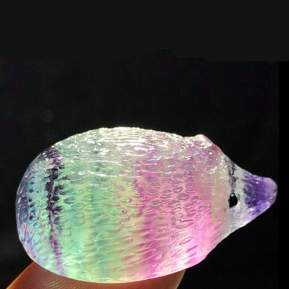 Wixine Natural Quartz Crystal Skull with Rainbow Fluorite Hedgehog Healing Stone