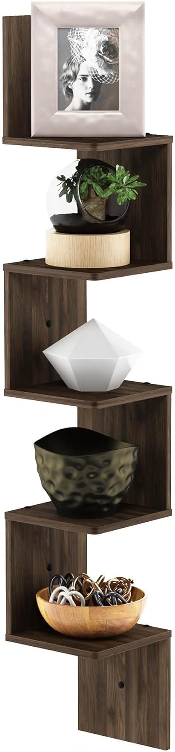 Furinno Rossi 5-Tier Floating Corner Shelf