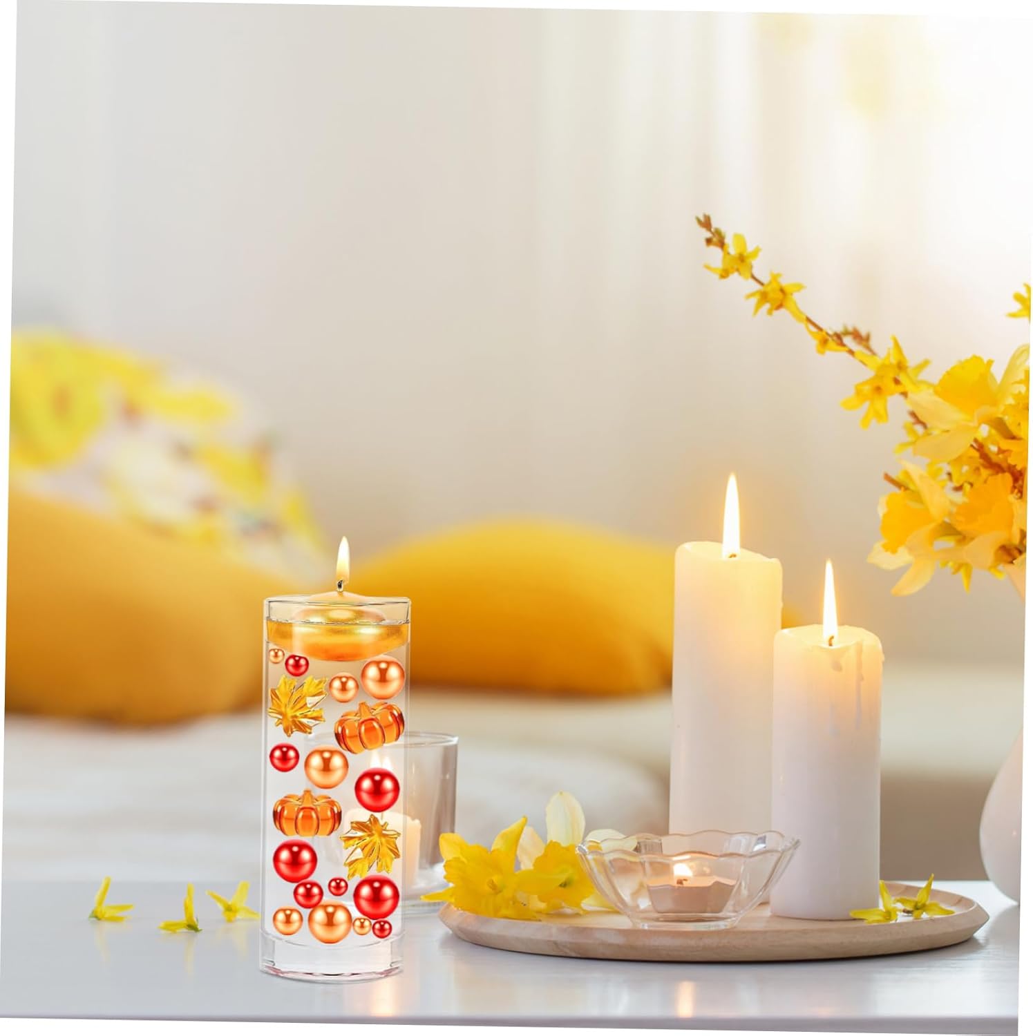 PRETYZOOM Acrylic Floating Candle Holder Vase for Weddings