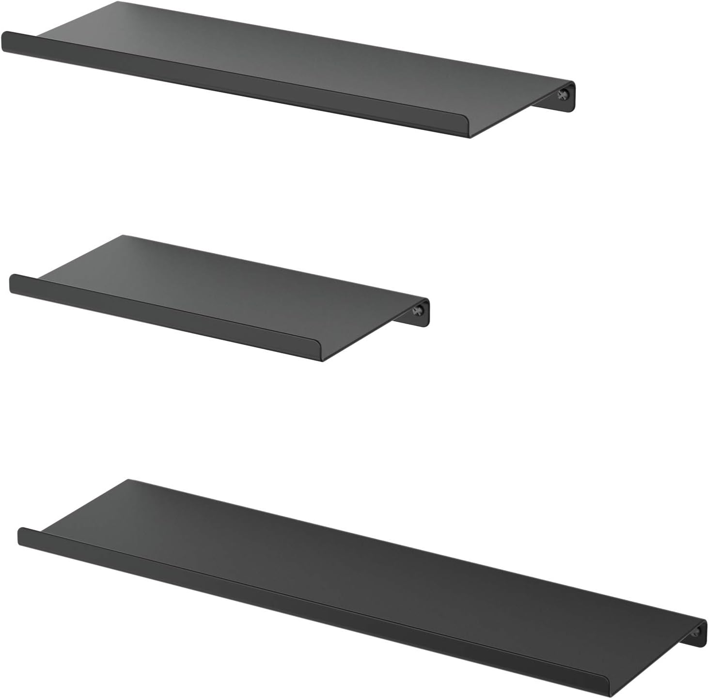 SRIWATANA Black Floating Shelves Set of 3 for Modern Home