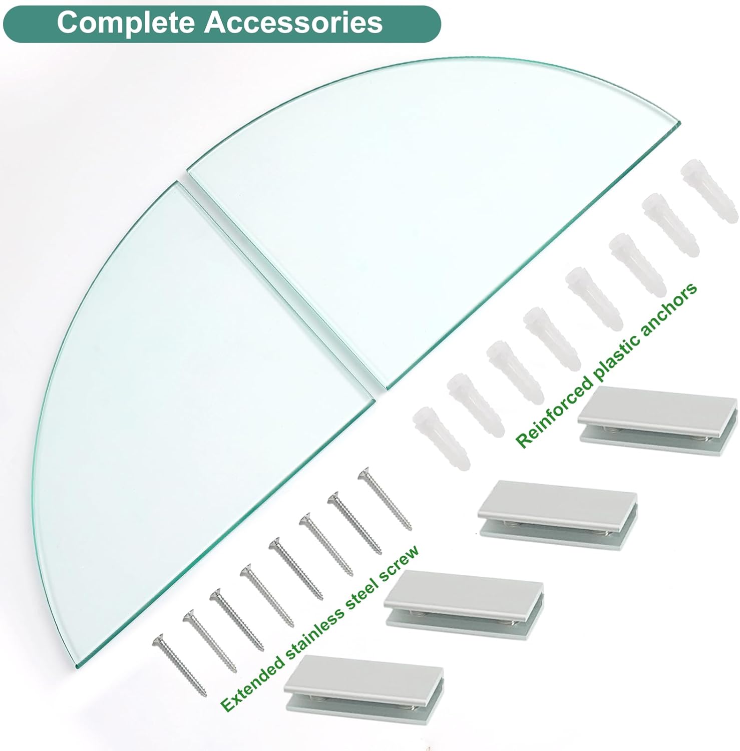 2-Pack Glass Corner Shower Shelves with Aluminum Brackets