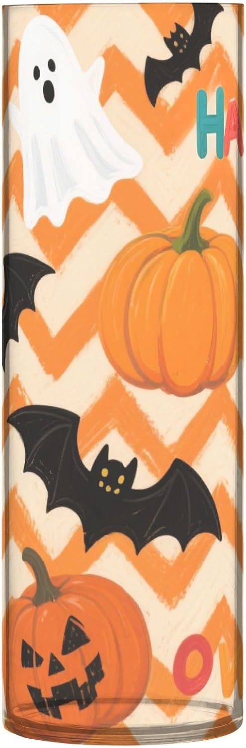 Orange Halloween Pumpkin Plastic Hurricane Candle Holder 118 x 39 Inch