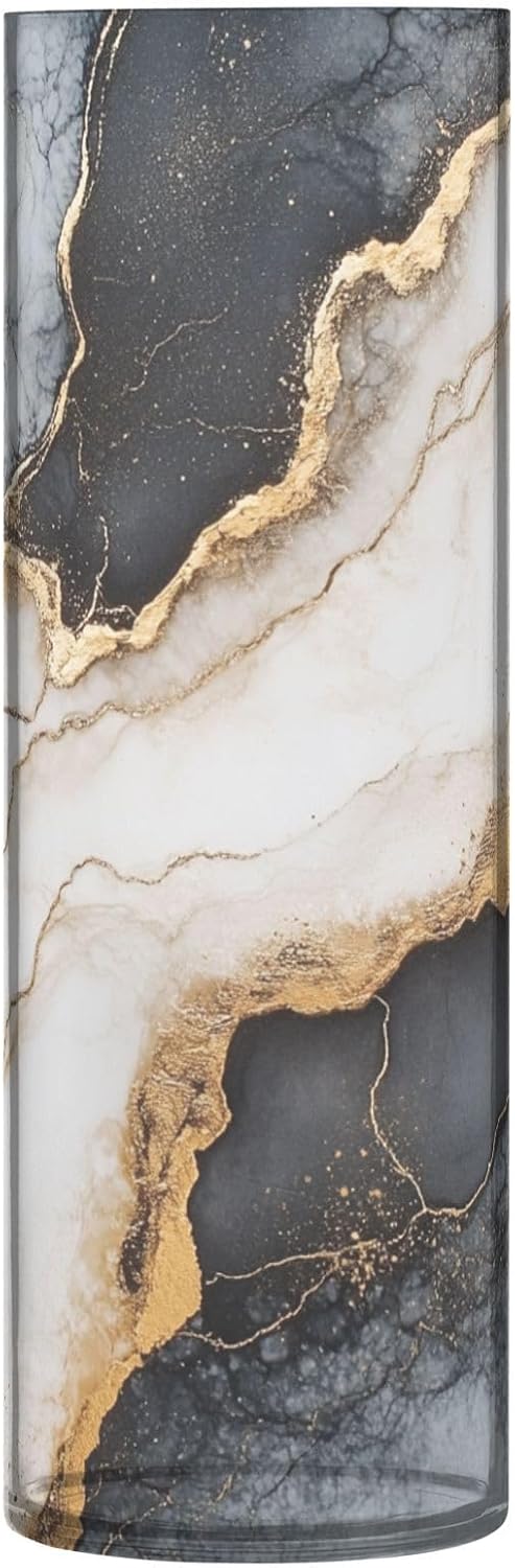 Black and Gold Marble Plastic Flower Vase 118 x 39 Inch