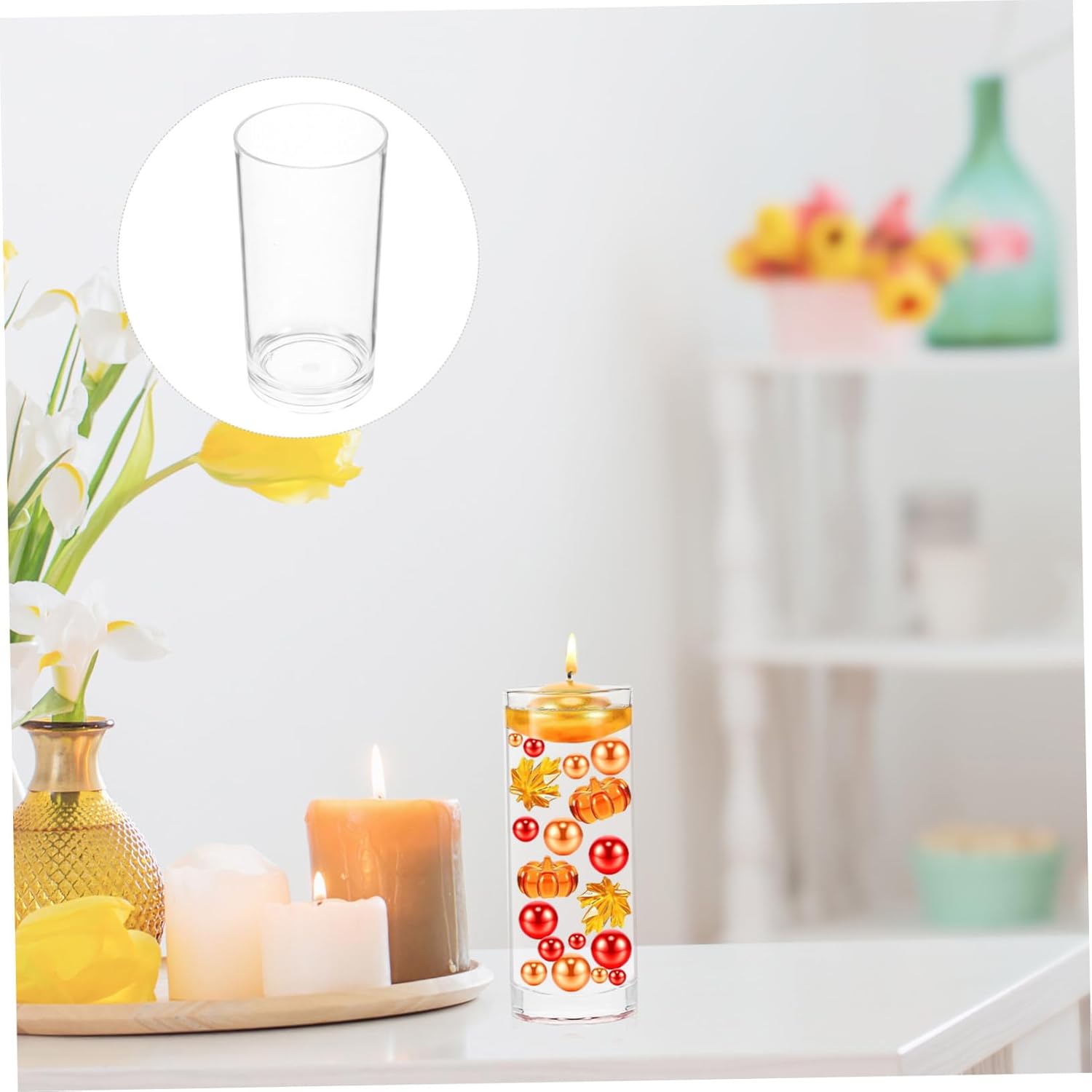Cabilock Floating Candle Holder Acrylic Vase Wedding Decor