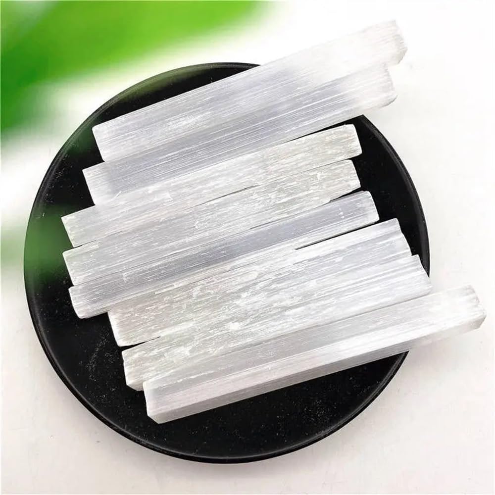 AtkitS Natural Quartz Crystal Selenite Stick Wand White Gypsum Column Healing