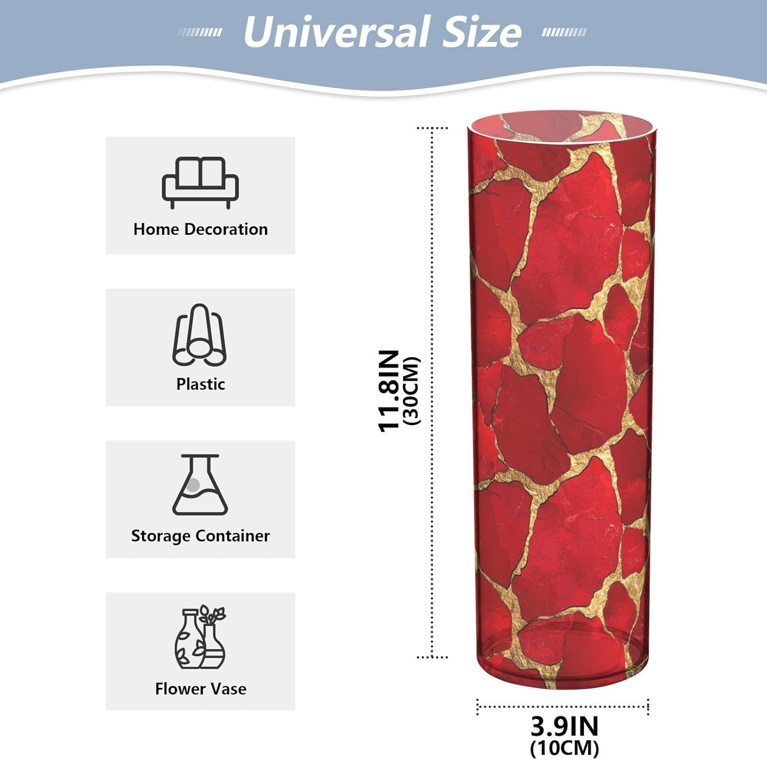 Stone Texture Red Gold Valentines Day Plastic Candle Holder