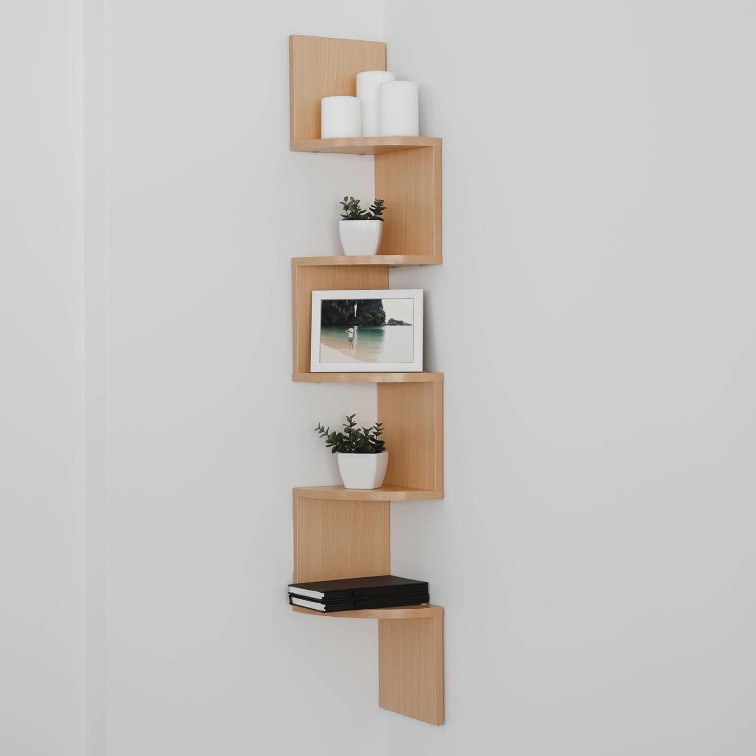 Danya B Large Rustic 5-Tier Corner Wall Shelving Unit
